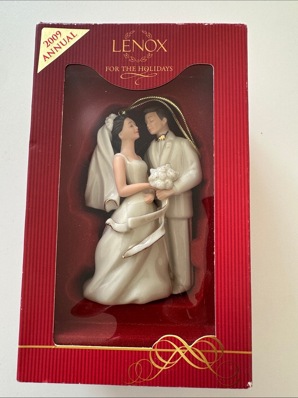 Lenox White and Gold Wedding Couple Holiday Ornament